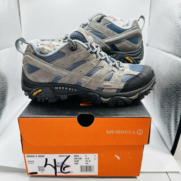 Merrell J06014 Women's Moab 2 Vent Hiking Shoe, Smoke, Size 7 - Picture 1 of 14